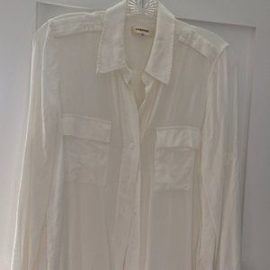 L'Agence White Flowy Shirt with Breast Pockets